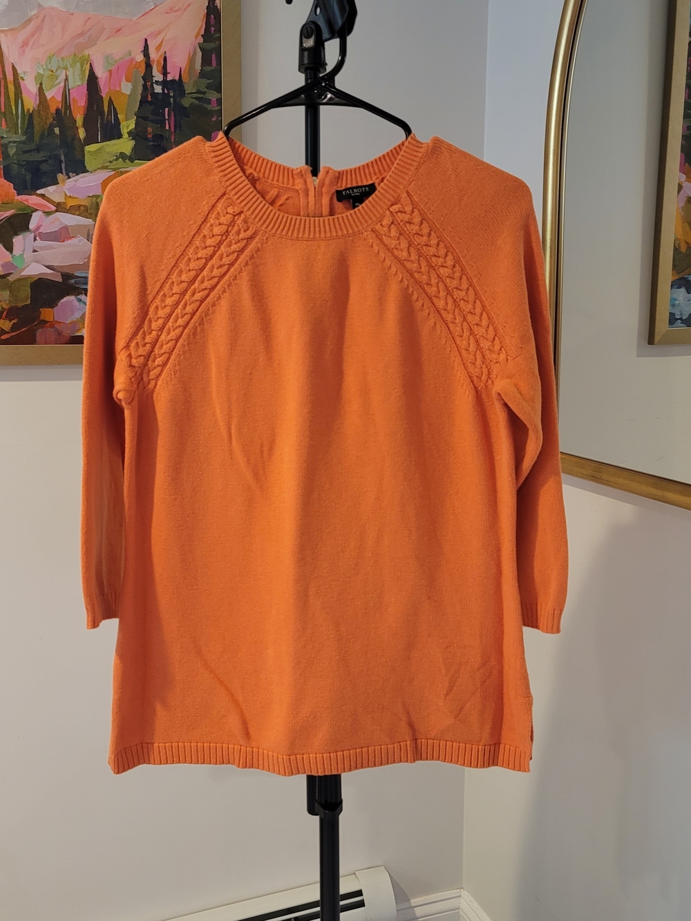 TALBOTS Petites Orange‎ Crew Neck Sweater 3/4 Sleeve Women's Size MP